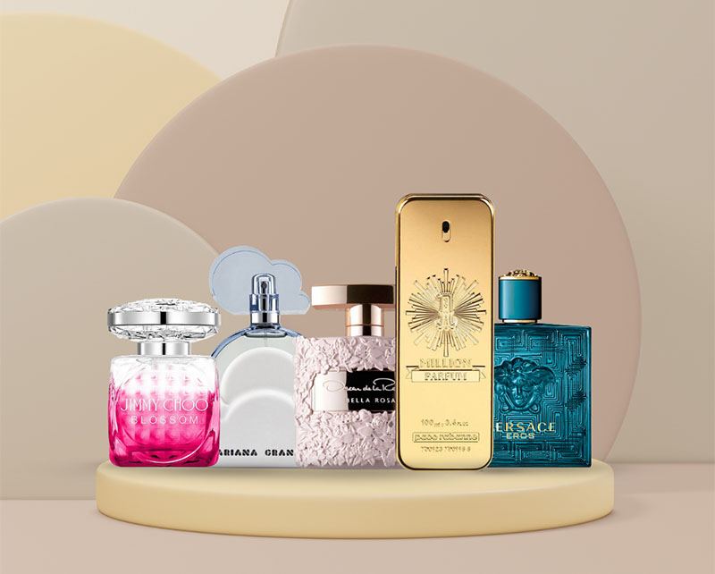 A lineup of the best cheap perfumes on a pedestal