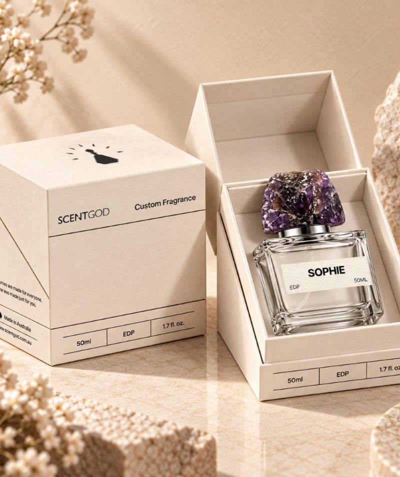 Perfume bottle in a box